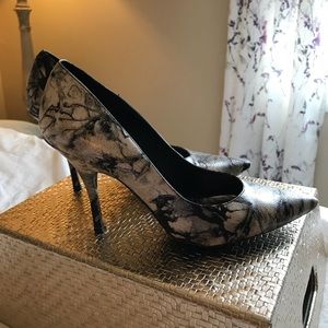 Marble leather heels